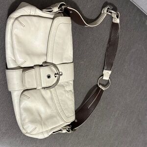 Stylish White with brown interior buckle bag